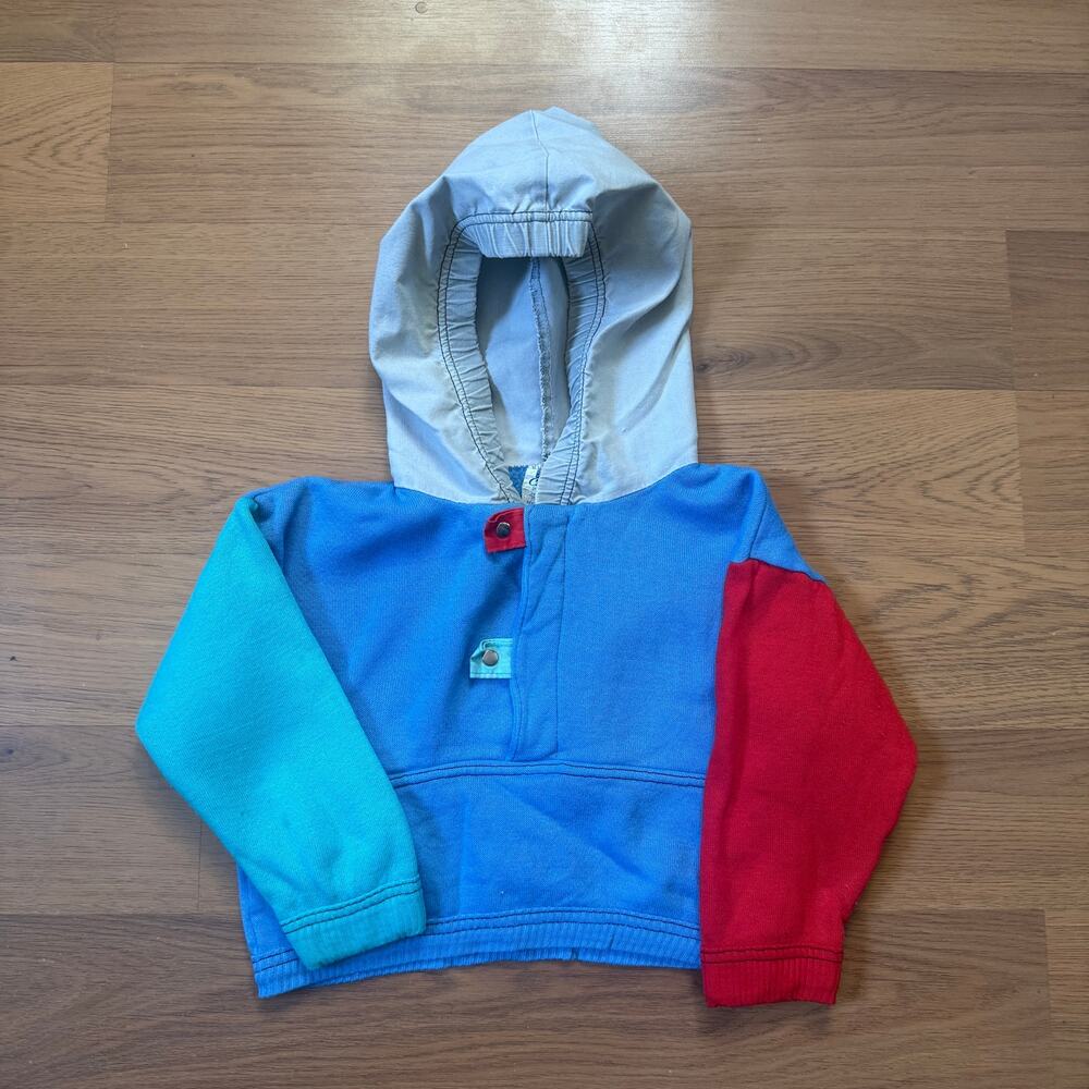 Baby Toddlers Vintage 1980's Carters Colorblock Hoodie Pullover Sweatshirt 24M